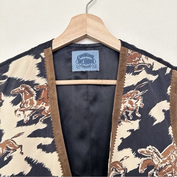 Vintage Cambridge Dry Goods Company Womens Small Equestrian Horses Open Vest - Picture 9 of 12